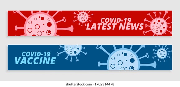 red and blue coronavirus news banners set