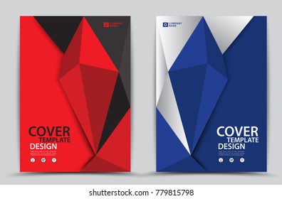 Red and Blue cover template polygonal background, Vertical layout, Business brochure flyer, annual report, book, advertisement, Magazine, poster, banner, printing media, vector illustration, A4
