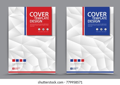 Red and blue cover template polygonal background, Vertical layout, Business brochure flyer, annual report, book, advertisement, Magazine, poster, banner, printing media, vector illustration, A4