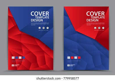 Red and blue cover template polygonal background, Vertical layout, Business brochure flyer, annual report, book, advertisement, Magazine, poster, banner, printing media, vector illustration, A4