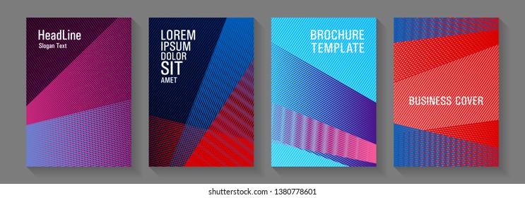 Red blue covers design. Geometric shapes with colorful gradients. Eps10 vector. Abstract halftone gradient covers set. Minimal annual reports design vector set. Creative geometric linear backgrounds