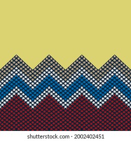 red blue and cream vector seamless texture negative border pattern on yellow background