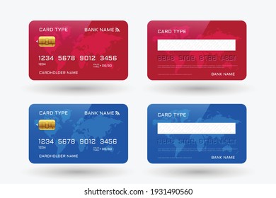 red and blue credit card mockup template design