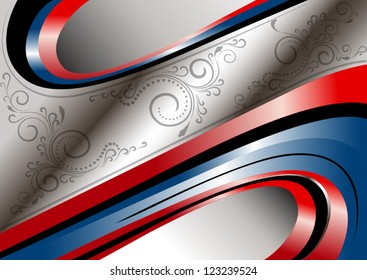  Red and blue curves and patterns on wavy frame