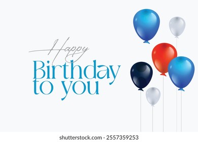 Red Blue and Dark  Balloon Birthday Party Banner: Festive Greeting Card Design