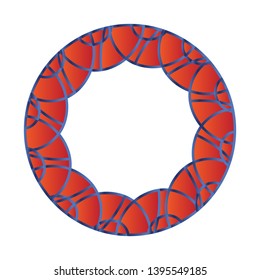 Red and blue decorative round frame vector design