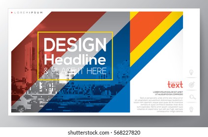 red and blue diagonal banding line modern graphic design Layout vector template, 16:9 ratio
