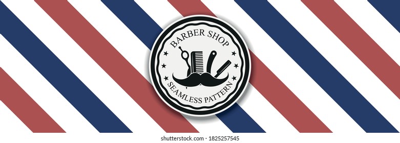 Red and blue diagonal lines seamless pattern abstract. Barbershop vintage texture. EPS 10