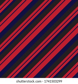 Rot und Blau diagonal gestreifter, nahtloser Muster-Hintergrund, geeignet für Modetextilien, Grafiken