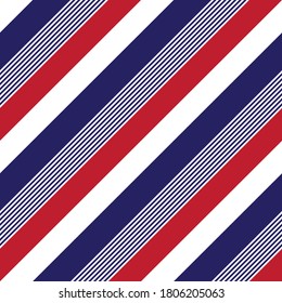 Red and Blue diagonal striped seamless pattern background suitable for fashion textiles, graphics