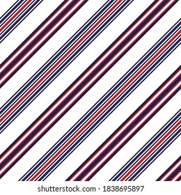 Rot und Blau, diagonal gestreifter, nahtloser Musterhintergrund, geeignet für Modetextilien, Grafiken