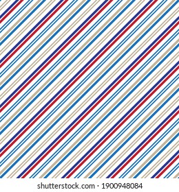 Red and Blue diagonal striped seamless pattern background suitable for fashion textiles, graphics