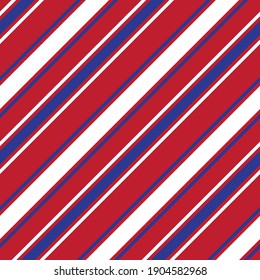 Red and Blue diagonal striped seamless pattern background suitable for fashion textiles, graphics