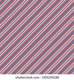 Red and Blue diagonal striped seamless pattern background suitable for fashion textiles, graphics