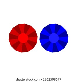 Rotes und blaues Diamant-Vektorsymbol.