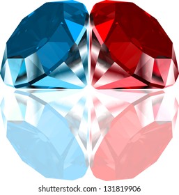 Red and blue diamonds. Vector