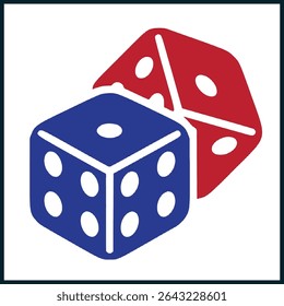 Red and Blue Dice Icon Illustration