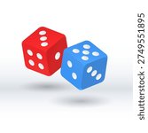 Red and Blue Dice Rolling Illustration