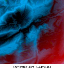 Red blue diffusion marble texture glitch vector background. Smooth silky effect. Data distortion, digital decay.  Easy to edit design template for your artworks.