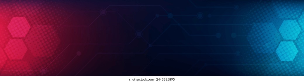 Red Blue Digital technology banner. Futuristic banner for various design projects such as websites, presentations, print materials, social media posts 