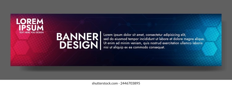 In: Red Blue Digital Technology Banner. Futuristischer Banner für verschiedene Designprojekte wie Websites, Präsentationen, Printmaterialien, Social Media Posts 