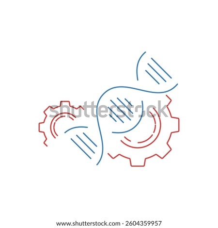 red and blue dna or gene editing simple icon. flat linear trend modern logotype graphic stroke design isolated on white background. concept of error correction or molecule cloning or sequencing