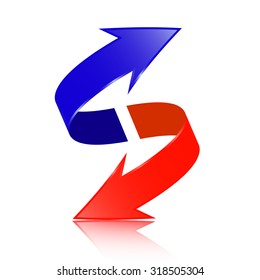 Red and Blue Double Arrow Vector 3D Logotype Symbol