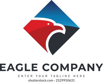 Logotipo de águia vermelha e azul. Quadrado do logotipo do Falcon