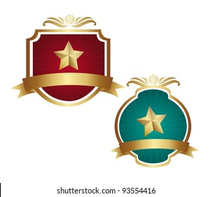 red and  blue elegant labels isolated over white background. vector