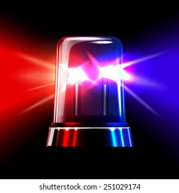 Red and blue emergency flashing siren. Vector