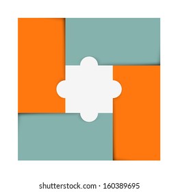 red and blue empty infographic build by puzzle mosaic