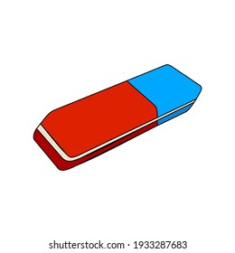 roter blauer Radiergummi einzeln auf Weiß