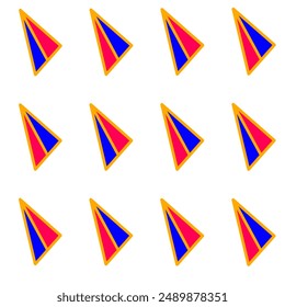 Red Blue Ethnic Repetitive Emblem Pattern Made Up of Triangles.  Can be used as wallpaper,  gift wraps, fabric , curtains and background pattern.