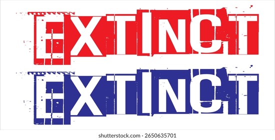 Vetor de texto EXTINCT vermelho e azul, design livre moderno.