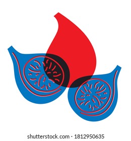 Red blue figs collection, doodle vector drawing, isolated vector illustration, fresh sweet summer fruit. Figs scandinavian icon. Eat More Fruit! Minimalism.