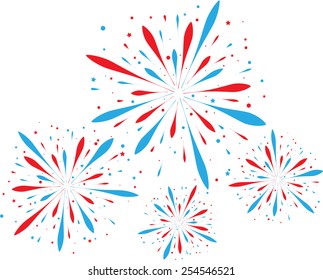 Red and blue firework isolated on white. eps10