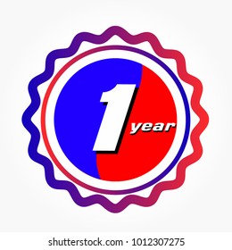 red blue first anniversary logo vector