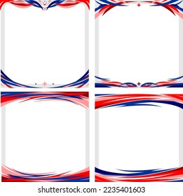 plantilla de marco de banner abstracto de bandera roja y azul para publicación de fuente de medios sociales. patrón vectorial de volante. nacional