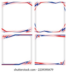 Red and Blue Flag abstract frame background for social media feed post. national flag. chile. france. czech. laos. holland. philippines