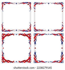 Red And Blue Flag National Day Abstract Social Media Frame Feed. Indepenence Day Design