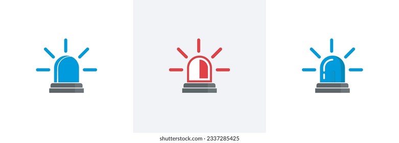 Red and blue flashers Siren icon in flat style.Emergency Flashing Siren.security police attention light signal style isolated on white background.vector illustration