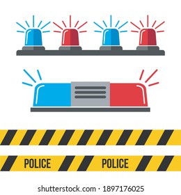 Red and blue flashers Siren vector. Flasher alert icon. Flashing light for Police, ambulance