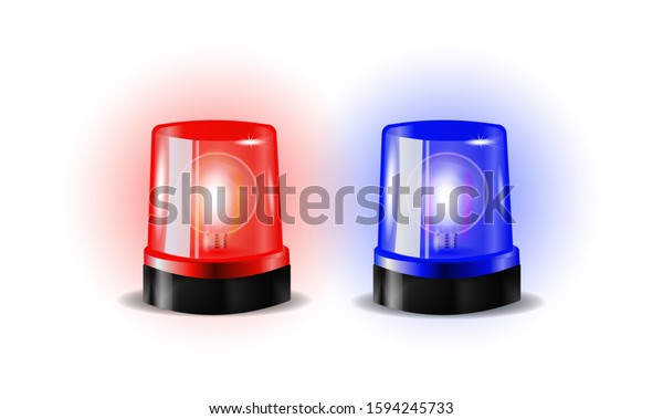 Red and\
blue flashers Siren Vector. Realistic Object. White Background\
vector Illustration. Light Effect. Beacon For Police Cars\
Ambulance, Fire Trucks. Emergency Flashing\
Siren.