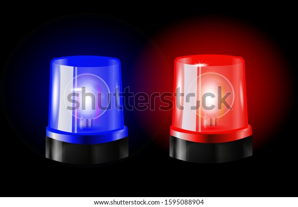 Red and\
blue flashers Siren Vector. Realistic Object. Black Background\
vector Illustration. Light Effect. Beacon For Police Cars\
Ambulance, Fire Trucks. Emergency Flashing\
Siren.