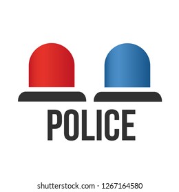 Red and blue flashing light cartoon for Police, ambulance, or Firefighters siren sign. Flat design style. Emergency vehicle lighting, vector illustration