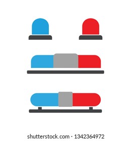 Red and blue flashing light cartoon for Police, ambulance, or Firefighters siren sign. Flat design style. Emergency vehicle lighting clean icon isolated .