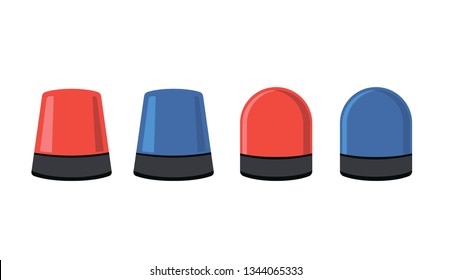 Red and blue flashing light cartoon for Police, ambulance, or Firefighters siren sign. Flat design style. Emergency vehicle lighting clean icon isolated.