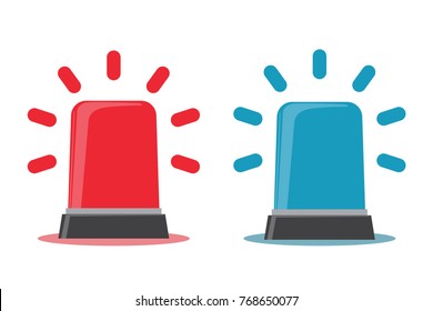 Red and blue flashing light cartoon for Police, ambulance, or Firefighters siren sign.