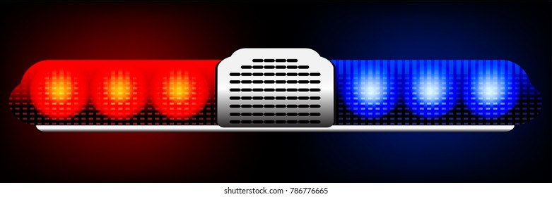 Red and blue flashing lights of the police car graphic vector