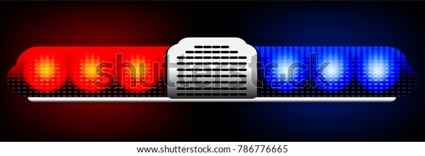 Red and blue flashing lights of the police car\
graphic vector